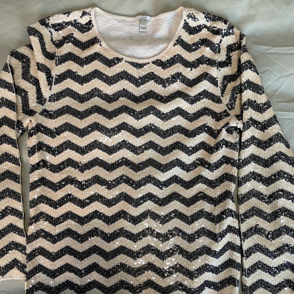 J.Crew zigzag stripe sequin long-sleeved top